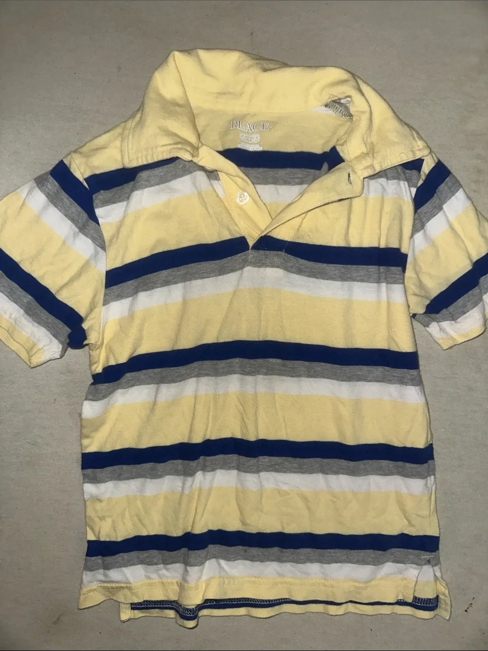 Kids Size 5/6 The Children's Place Yellow, Blue & Gray Striped Polo
